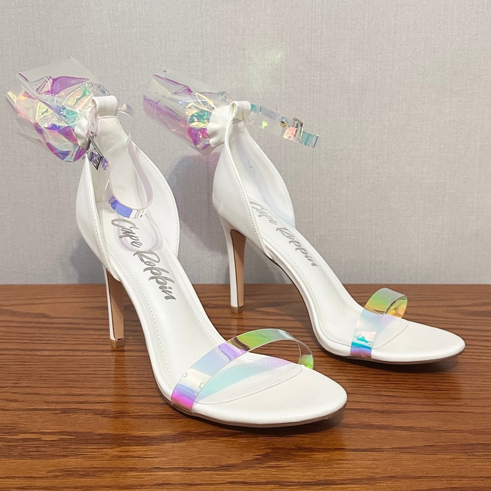 Cape Robbin White Rose Stiletto Party Event Bridal Heels 8.5